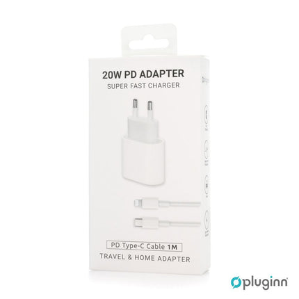 Kucni Punjac Pluginn AJ-20 A2347 EMC3621 PD Fast 20W za iPhone 11-14 sa PD lightning kablom CE bela