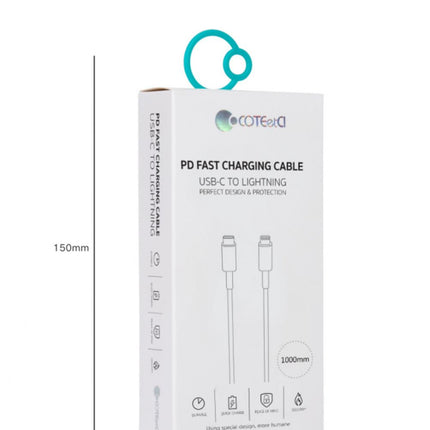 Data kabl Coteci CS2165 3A PD na iPhone lightning beli 1m