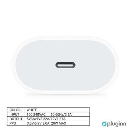 Kucni Punjac Pluginn AJ-20 A2347 EMC3621 PD Fast 20W za iPhone 11-14 beli CE