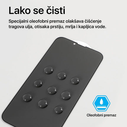 Zastitno staklo Tempered Glass Privacy Teracell Titan 2.5D za iPhone 15 Pro Max 6.7 crni