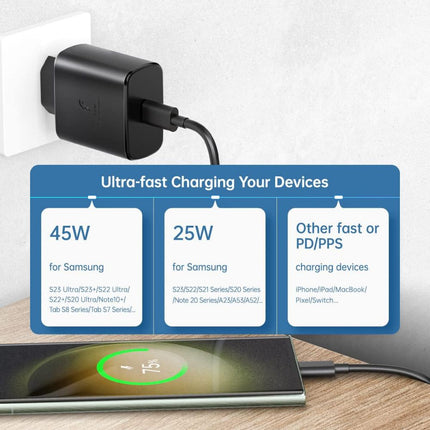 Kucni punjac PD Fast charger 45W redizajn za Samsung CE crni