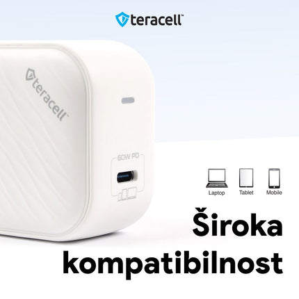 Kucni punjac Teracell Evolution TC-17GP, GaN, PPS, PD 3.0, 60W beli CE