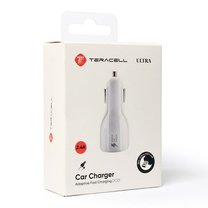 Auto punjac Teracell Ultra DC01 2.4A sa Mini USB kablom beli