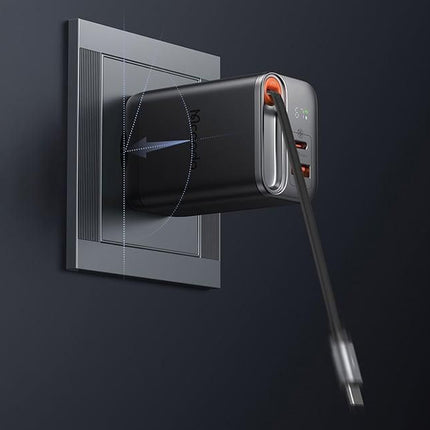 MCDODO CH-4100 ZIDNI PUNJAČ 67W 1C+1A GaN SA UGRAĐENIM KABLOM USB-C NA Izvlačenje 65cm
