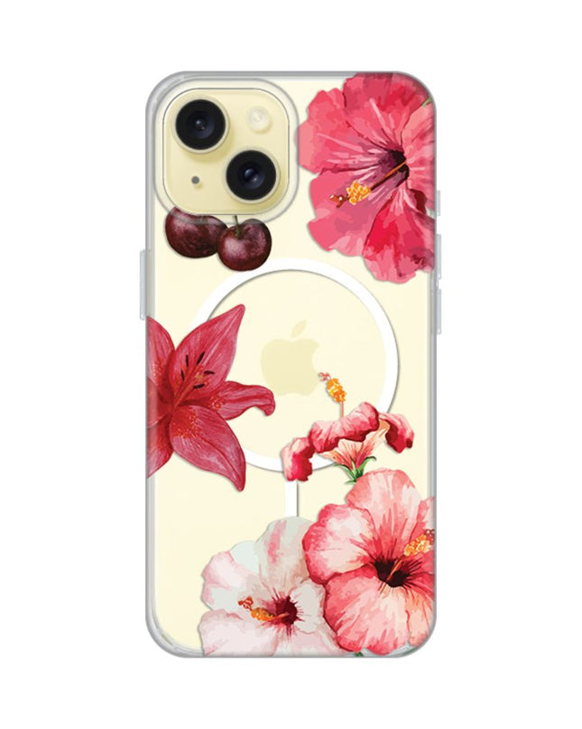 Maska za iPhone 15 6.1 Hibiscus Print Magsafe