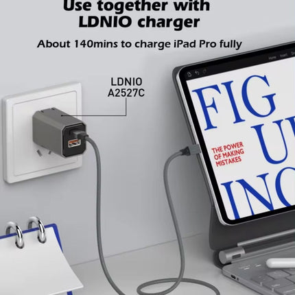 Data kabl LDNIO LC442I 30w, Type C na iPhone Lightning sivi 2m