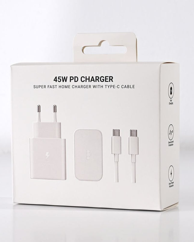 Kucni Punjac Pluginn AJ-45 PD Fast 45W redizajn za Samsung sa PD Type C kablom CE bela