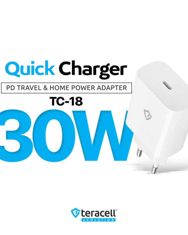 Kucni punjac Teracell Evolution TC-18 PD Fast charging 30W sa PD iPhone lightning kablom beli CE