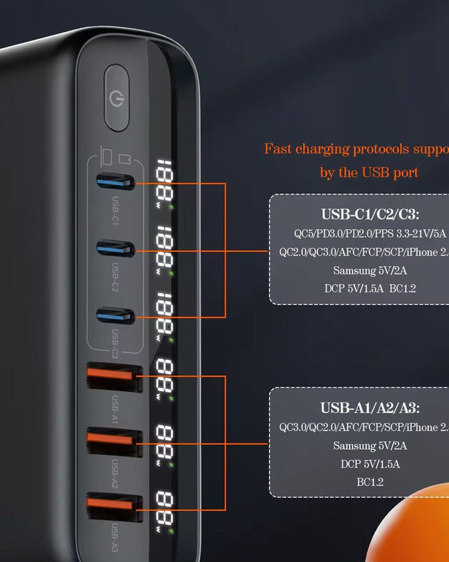 Kucni punjac sa adapterima LDNIO A6140C GaN PPS 3xQC3.0 (30W), 3xPD3.0 (100W), 140W Max, a Type C na Type C kablom crni