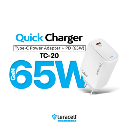 Kucni punjac Teracell Evolution TC-20, GAN, PD Fast charging 65W beli CE