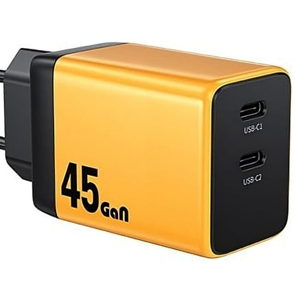 WEKOME WP-U33 Super brzi Strujni GaN Punjač, 2-porta USB (2 x 3.1 tipC) 45W, žuta