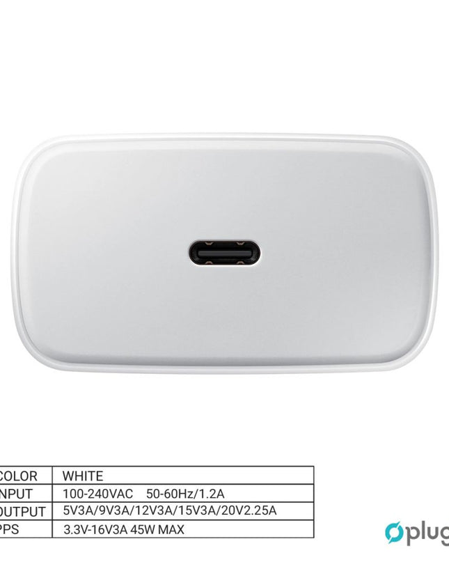 Kucni Punjac Pluginn AJ-45 KP45W PD Fast 45W za Samsung sa PD Type C kablom CE beli
