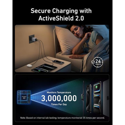 ANKER Prime 100W GaN zidni brzi punjač, 3-porta (2x USB-C i 1x USB-A) srebrni crna