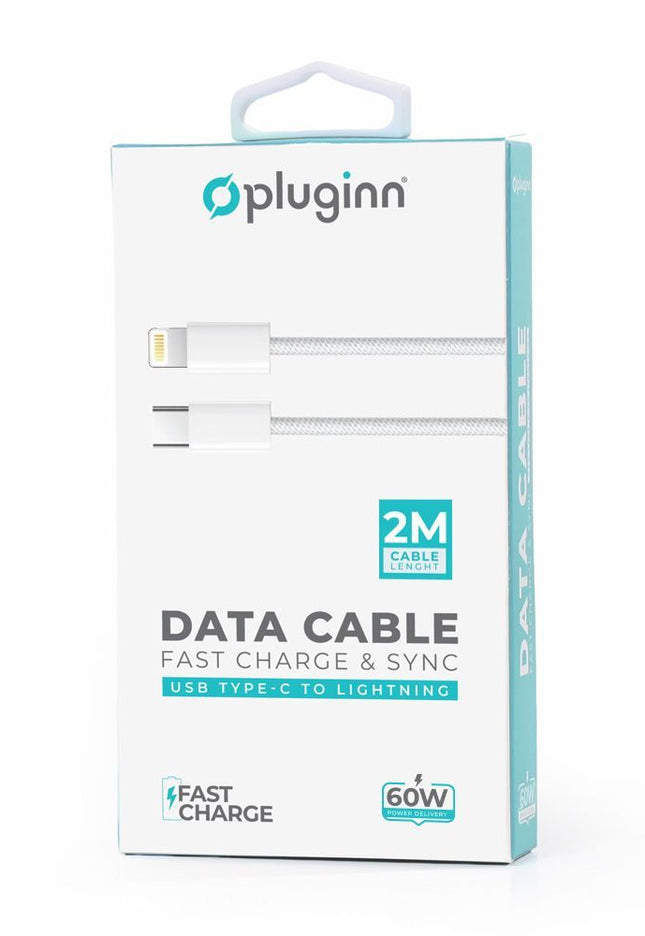 Data kabl Pluginn fast PD 60W Type C na Type C 2m bela