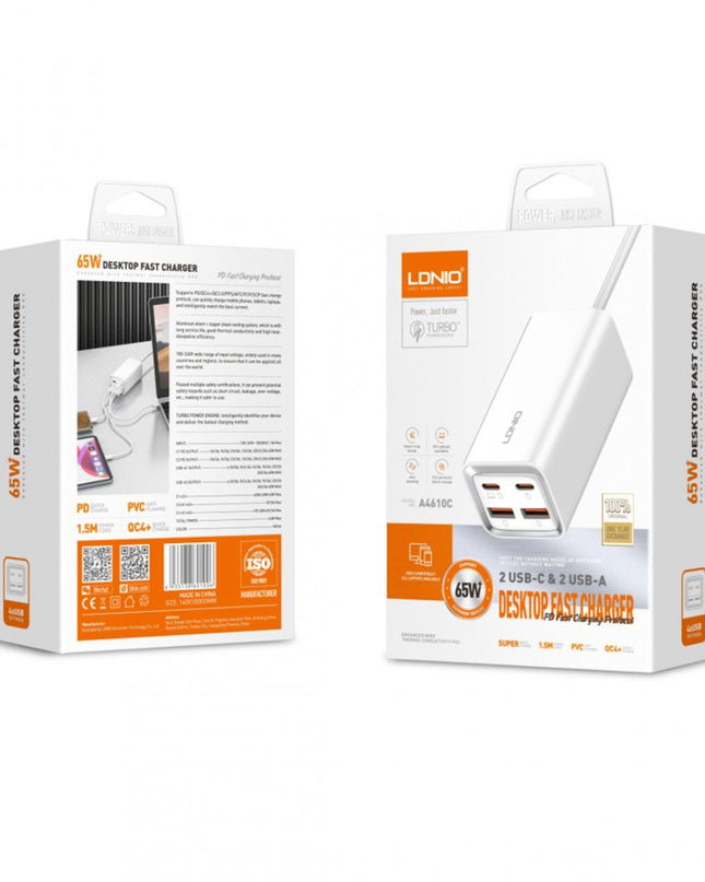 Kucni punjac LDNIO A4610C, QC4+, PD3.0, PPS, 65W beli