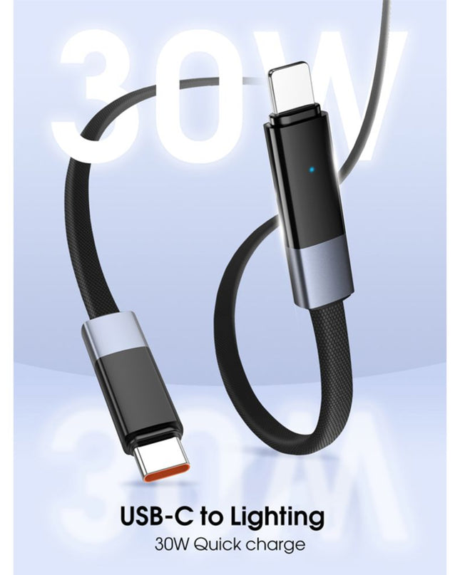 Data kabl LDNIO LC241i 30W Fast Automatic Power OFF Type C na iPhone lightning crni 1m