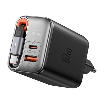 MCDODO CH-4100 ZIDNI PUNJAČ 67W 1C+1A GaN SA UGRAĐENIM KABLOM USB-C NA Izvlačenje 65cm