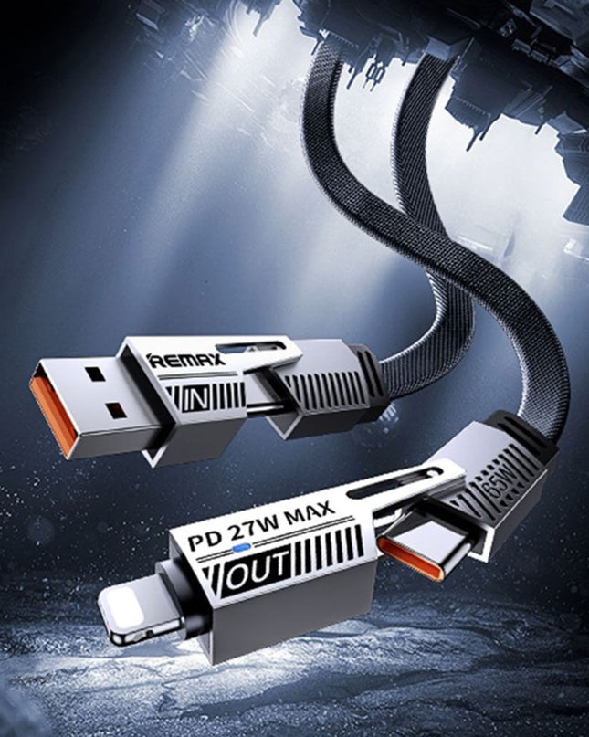 Data kabl REMAX RC-C189 PD 65W, QC 3.0 USB Lightning 27W, 2u1 crni 1m