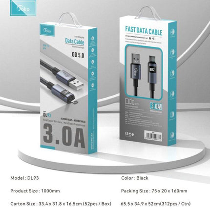 Data kabl KONFULON DL93, LCD Display, USB na iPhone lightning 1m
