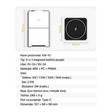 Wireless desktop punjac XW-10 sivi