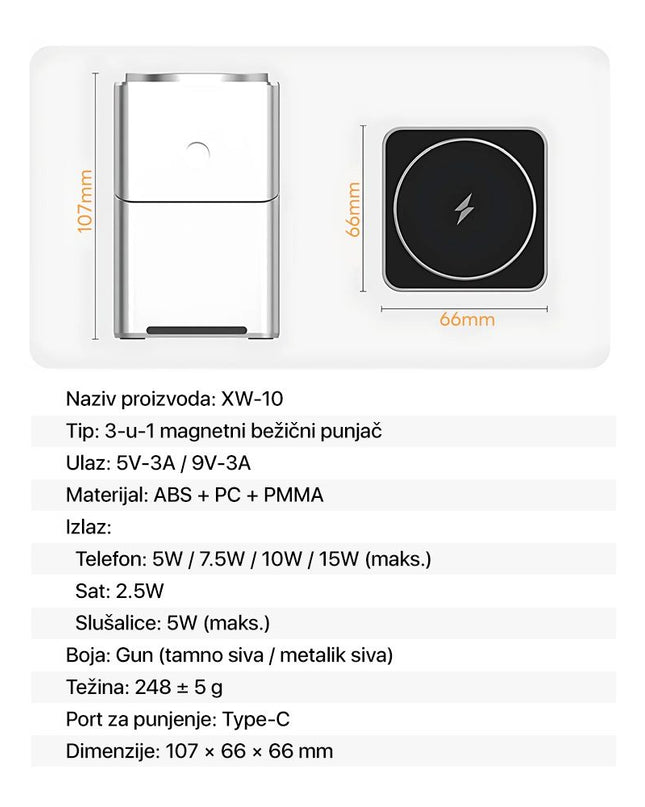 Wireless desktop punjac XW-10 sivi