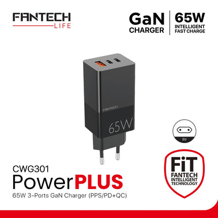 Kucni punjac Fantech CWG301 2xPD + QC 65W crni