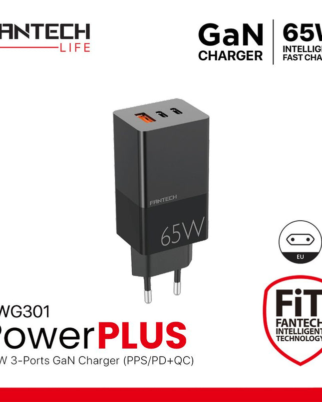 Kucni punjac Fantech CWG301 2xPD + QC 65W crni