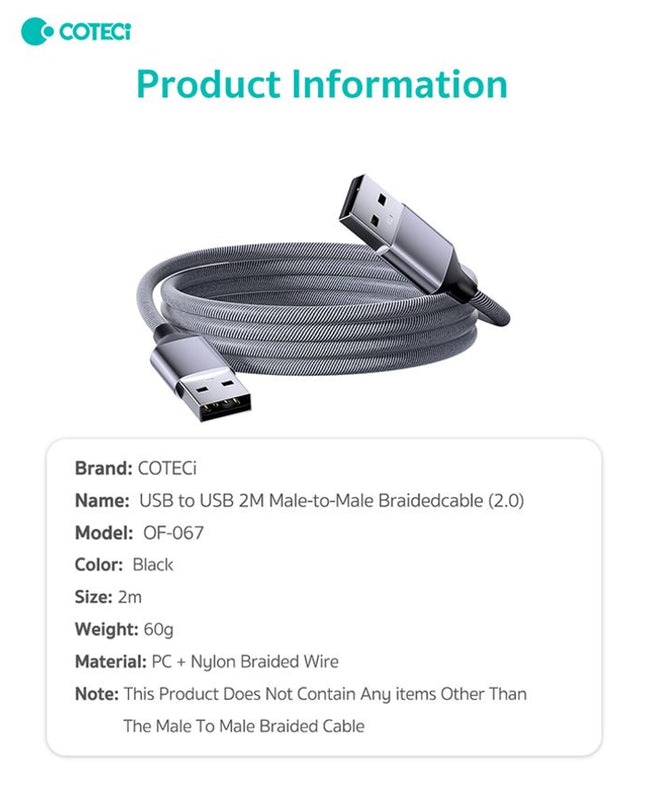 Kabl Coteci OF-067 USB nastavak 2.0 AM na AM 2m