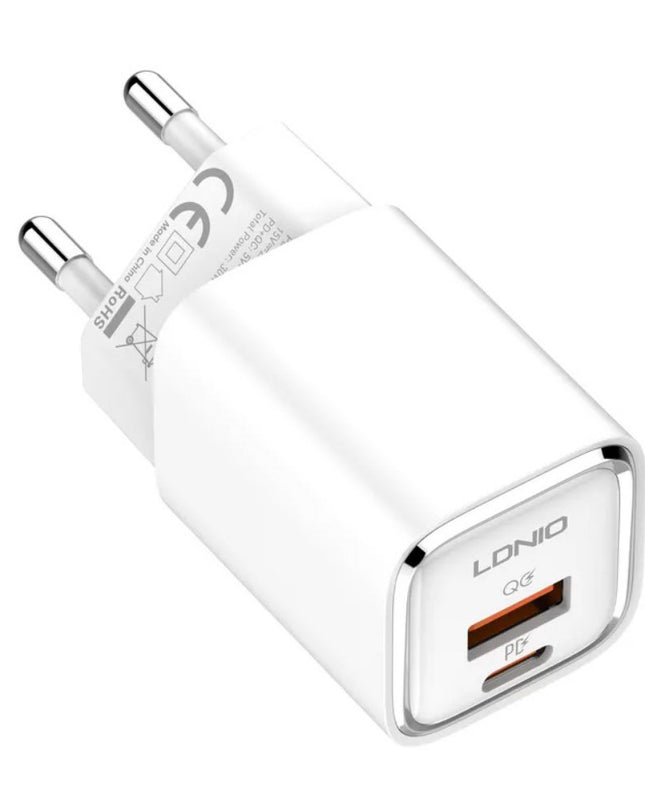 Kucni punjac LDNIO A2317C, 3.6A, QC3.0 18W, PD 30W sa Type C na Type C kablom beli
