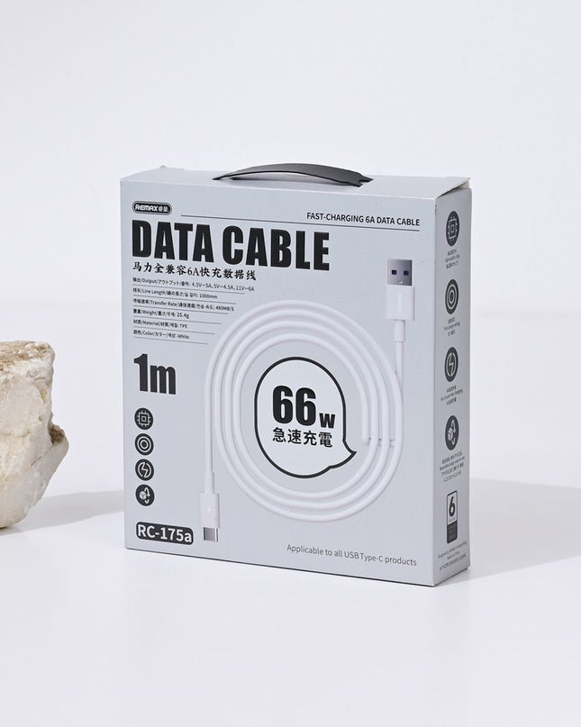 Data kabl REMAX RC-175a PD 66W 6A Type C beli 1m