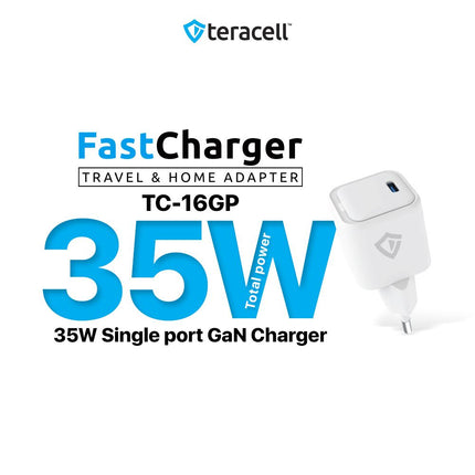 Kucni punjac Teracell Evolution TC-16GP, GaN, PD 3.0, 35W beli CE