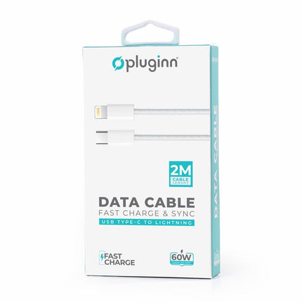 Data kabl Pluginn fast PD 60W Type C na Type C beli 2m