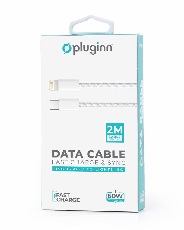 Data kabl Pluginn fast PD 60W Type C na Type C beli 2m