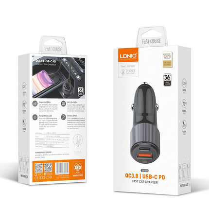 Auto punjac LDNIO C510Q PD/QC3.0 36W sa Type C na Type C kablom