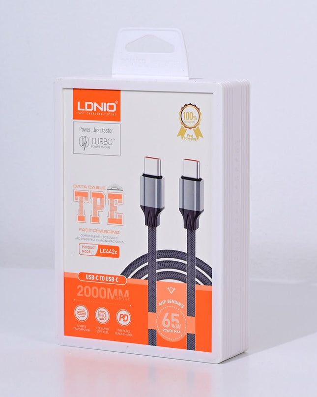 Data kabl LDNIO LC442C 65w, Type C na Type C sivi 2m