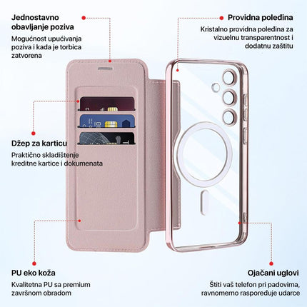 Maska za Samsung A576B Galaxy A57 roze Magsafe Lux Bi Fold