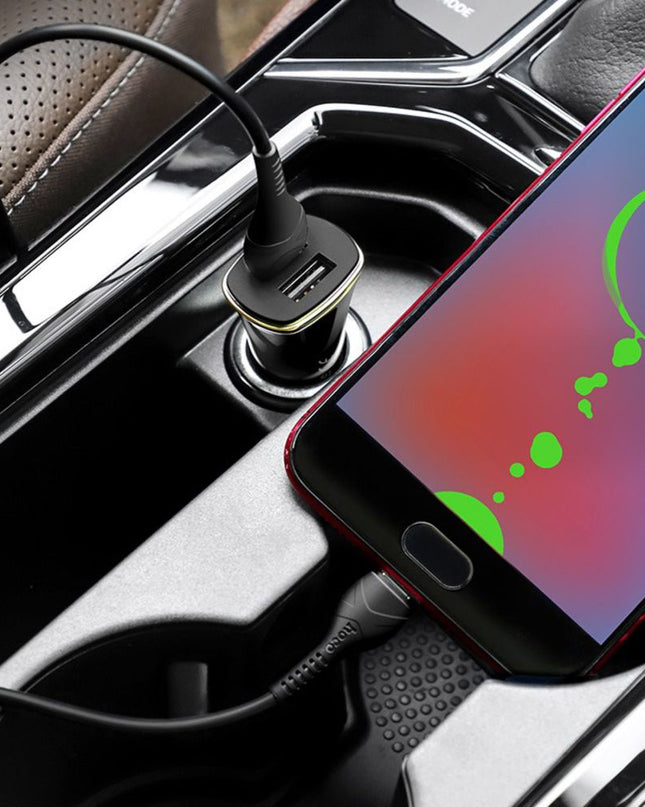 Auto punjac HOCO Z31 QC3.0 2xUSB sa micro USB kablom crni