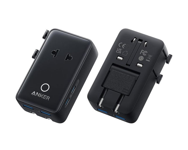 ANKER Nano 20W putni zidni punjač 5-portova (2x USB-A, 2x USB-C, utičnica EU na US, UK, AU i EU), crna