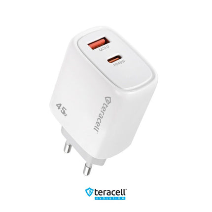 Kucni punjac Teracell Evolution TC-19, GAN, QC, PD Fast charging 45W sa PD iPhone lightning kablom CE bela