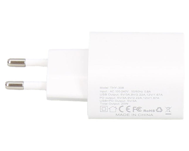 E-GREEN Superbrzi strujni punjač sa USB3.0 i USB 3.1 tipC ulazom 5V/3A 20W crna