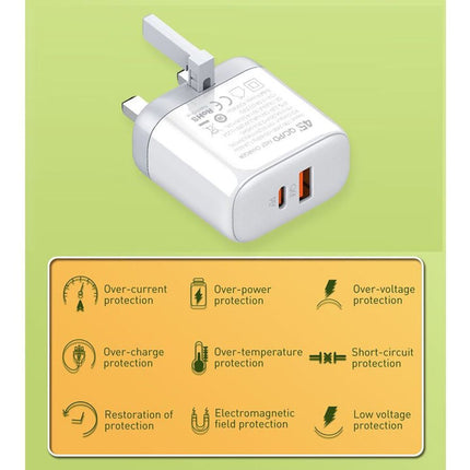 Kucni punjac LDNIO A2526C PD, QC4+, QC3.0, PPS 45W USB na Lightning
