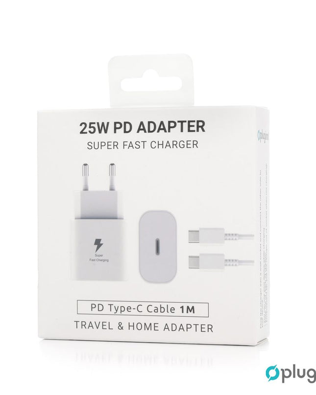 Kucni Punjac Pluginn AJ-25 KP-614C PD Fast 25W za Samsung sa PD Type C kablom CE beli