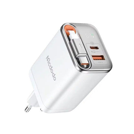 MCDODO CH-4103 ZIDNI PUNJAČ 67W 1C+1A GaN SA UGRADJENIM KABLOM USB-C NA IZVLAČENJE 65cm, bela