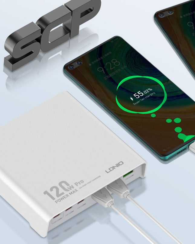 Kucni punjac LDNIO Q605, QC4+, PD3.0, SCP, PPS, VOOC, 120W total power beli