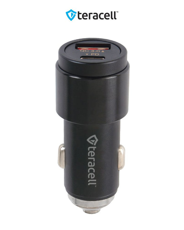 Auto punjac Teracell Evolution TC-11 PD 22.5W + USB QC3.0 20W, 45W (total) sa Lightning kablom crni