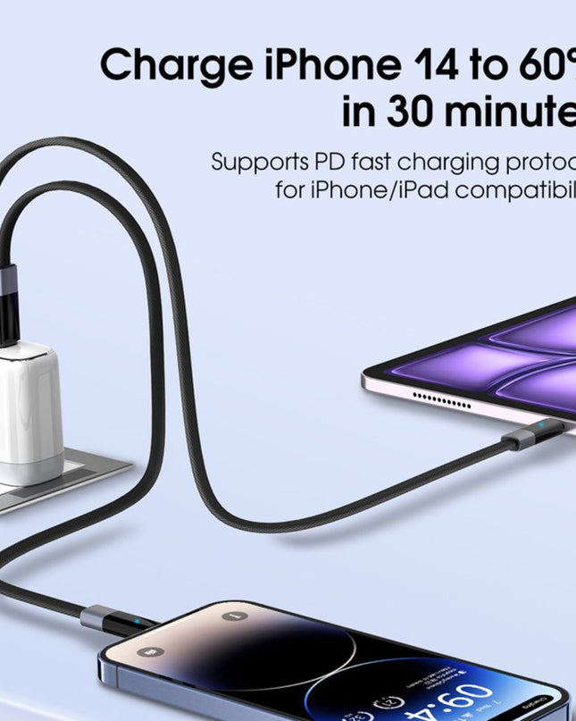 Data kabl LDNIO LC241i 30W Fast Automatic Power OFF Type C na iPhone lightning crni 1m