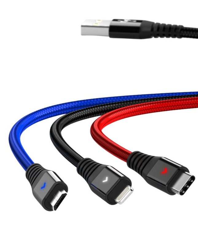 Data kabl KONFULON DC08, 2.4A, 3u1 USB na micro, lightning, Type C 1.2m