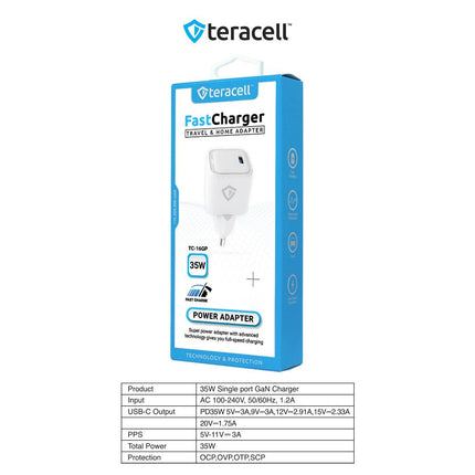Kucni punjac Teracell Evolution TC-16GP, GaN, PD 3.0, 35W beli CE