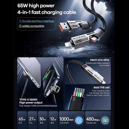 Data kabl REMAX RC-C189 65W 4-in-1 Fast Charging crni 1m