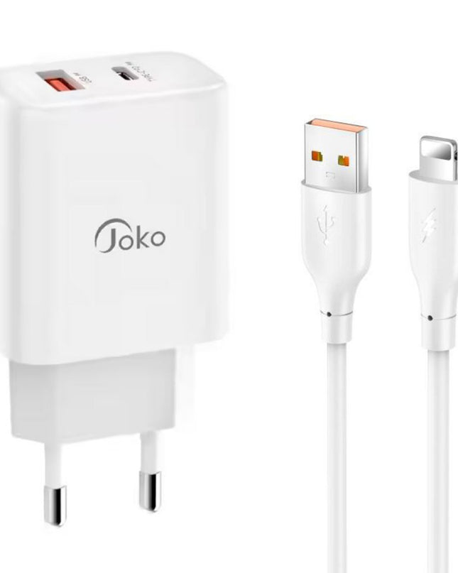 Kucni punjac KONFULON JK87, QC 20W, PD 30W, sa iPhone lightning kablom beli